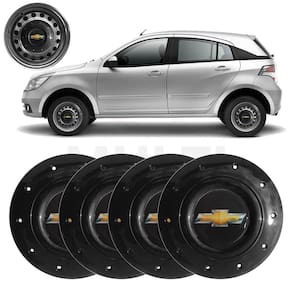 Kit 4X Calota Centro Roda Aro 14 Gm Agile 2010 A 2014 Preto