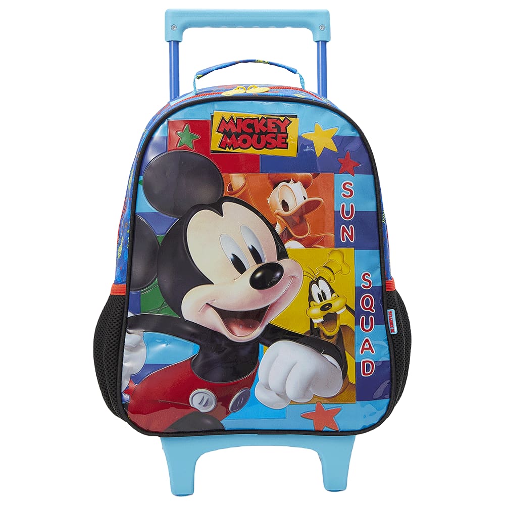 Mochila com Rodas 35cm Escolar 14 Mickey Azul Claro Xeryus 13261