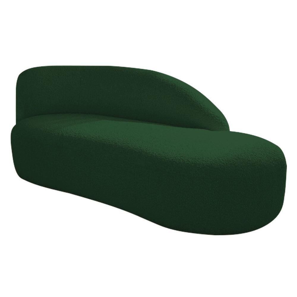 Divã Recamier Curvo Luna 160cm Lado Direito Suede - Doce Sonho Móveis Verde