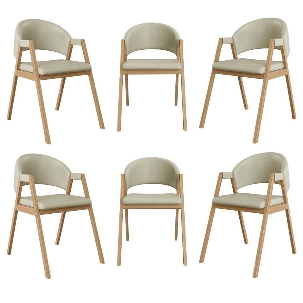 Kit 06 Cadeiras Suellen Decorativa Para Mesa Jantar Courino Bege