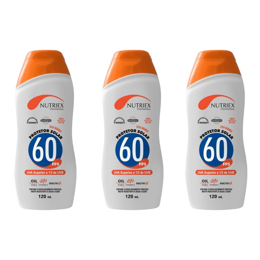 Kit Com 3 Unidades Protetor Solar Fps 60 120 ml Nutriex
