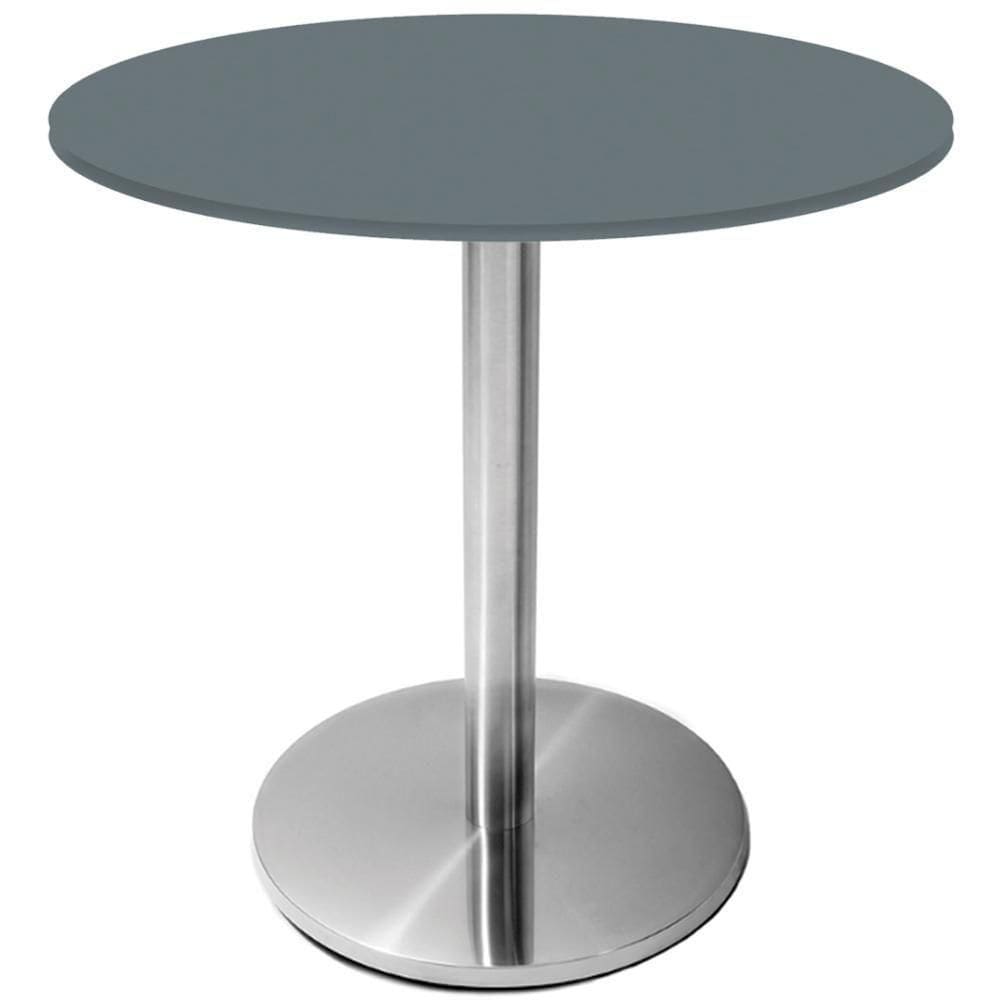 Mesa Beta Inox 75 Cm altura Disco Redondo Tampo Mdp Redondo 70 Cm Largura X 2,50 Cm Altura Grafito
