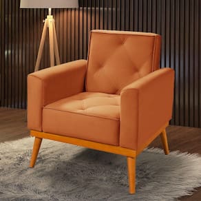 Poltrona Florença Veludo Terracota Laranja