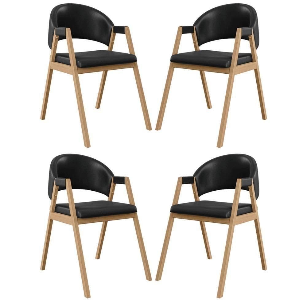 Kit 4 Cadeiras Para Mesa De Jantar Moderna Courino Balaqui Preto