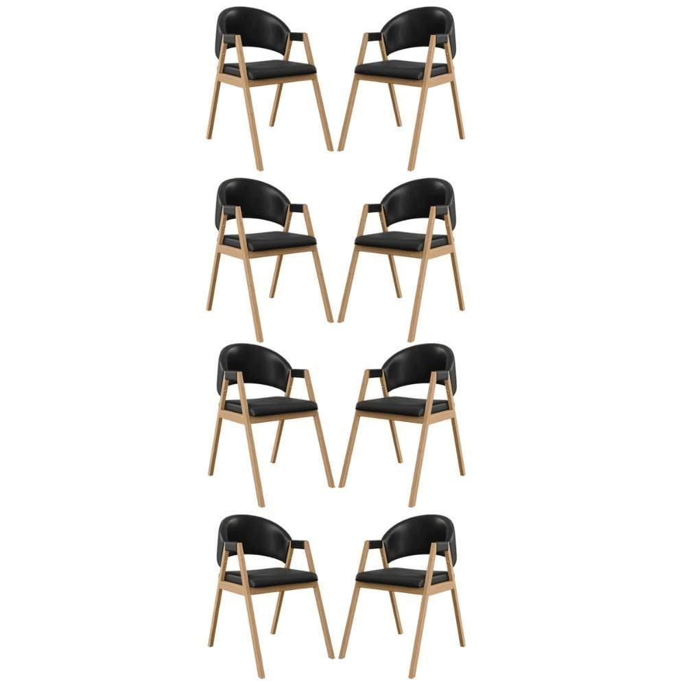 Kit 8 Cadeiras Suellen Luxo Reforçada Mesa De Jantar Courino Preto