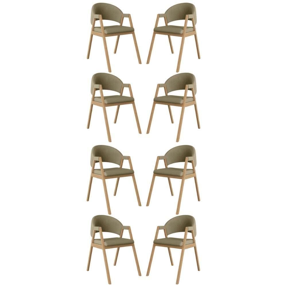 Kit 8 Cadeiras Para Mesa De Jantar Moderna Linho Balaqui Bege