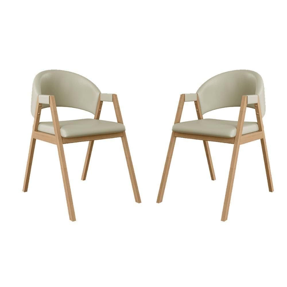 Kit 2 Cadeiras Suellen Luxo Reforçada Mesa De Jantar Courino Bege