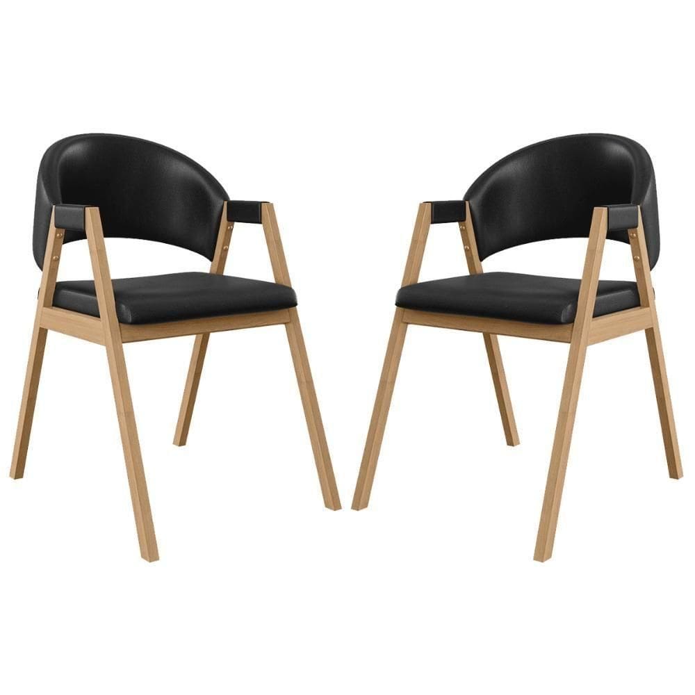 Kit 2 Cadeiras Suellen Luxo Reforçada Mesa De Jantar Courino Preto