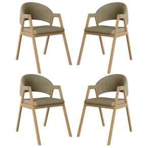 Kit 4 Cadeiras Para Mesa De Jantar Moderna Linho Balaqui Bege