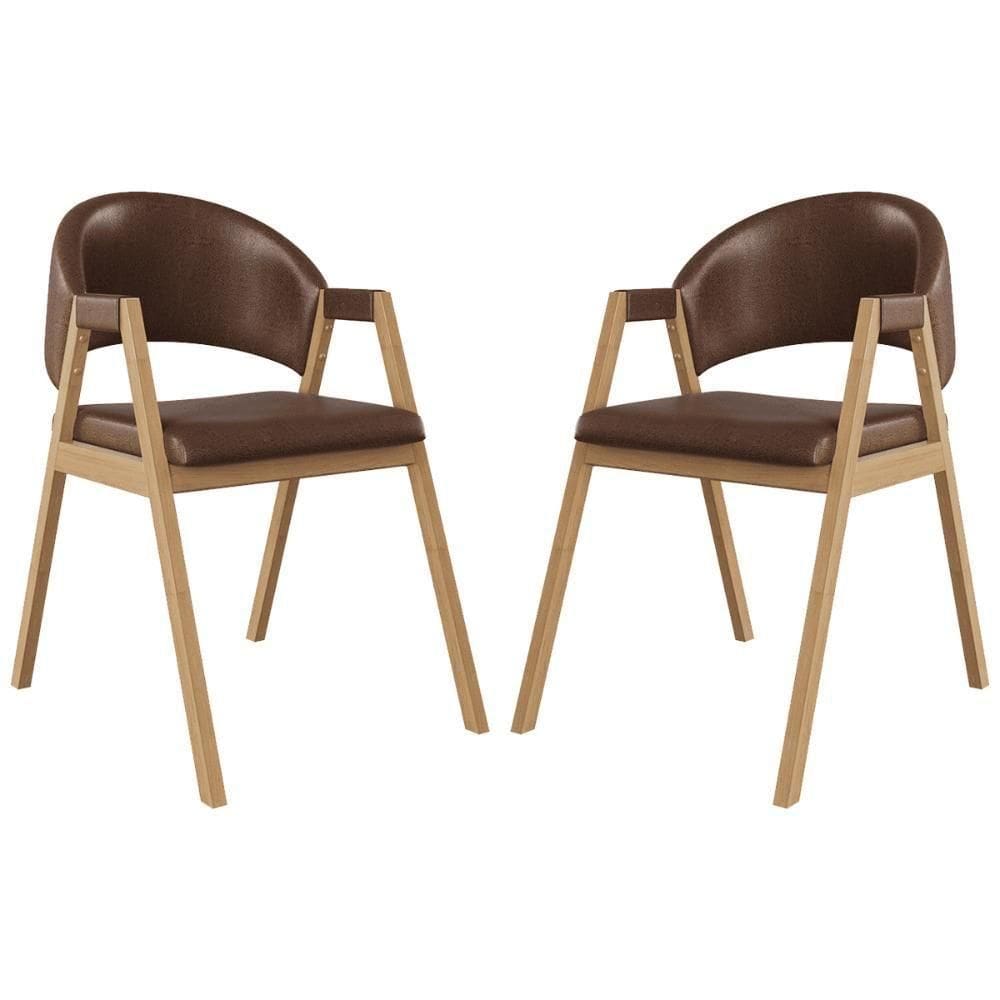 Kit 2 Cadeiras Suellen Luxo Reforçada Mesa De Jantar Courino Marrom Escuro