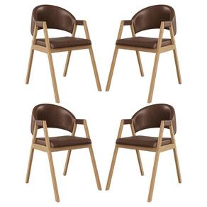 Kit 4 Cadeiras Suellen Luxo Reforçada Mesa De Jantar Courino Marrom Escuro