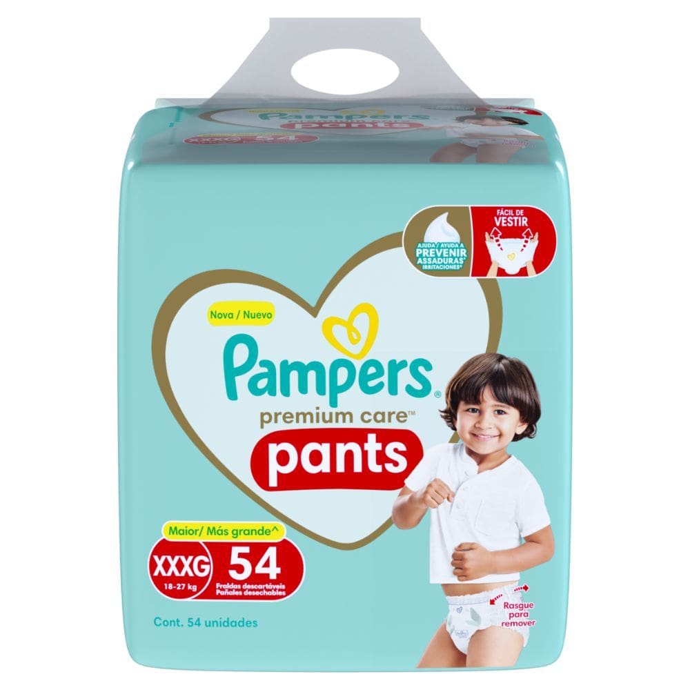 Fralda Infantil Pampers Premium Care Pants Tamanho XXXG com 54 Fraldas