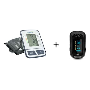 Kit Monitor De Pressão Digital De Braço Com Braçadeira E Oximetro Digital De Dedo Multi