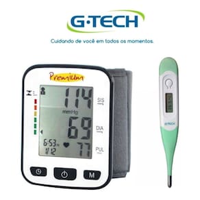 Kit Aparelho De Medir Pressão Digital De Pulso + Termometro