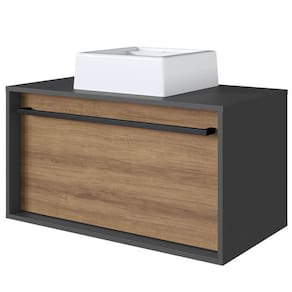 Gabinete De Banheiro Com Cuba 01 Gaveta 80cm Mell Grafite PRODDY