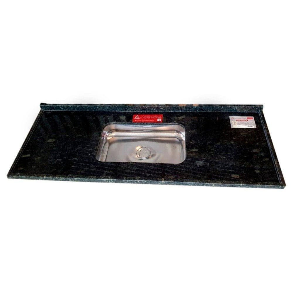 Pia de Cozinha Granito Ubatuba 180cm Standard Cuba Simples L.A. Pias e Granitos Verde Ubatuba