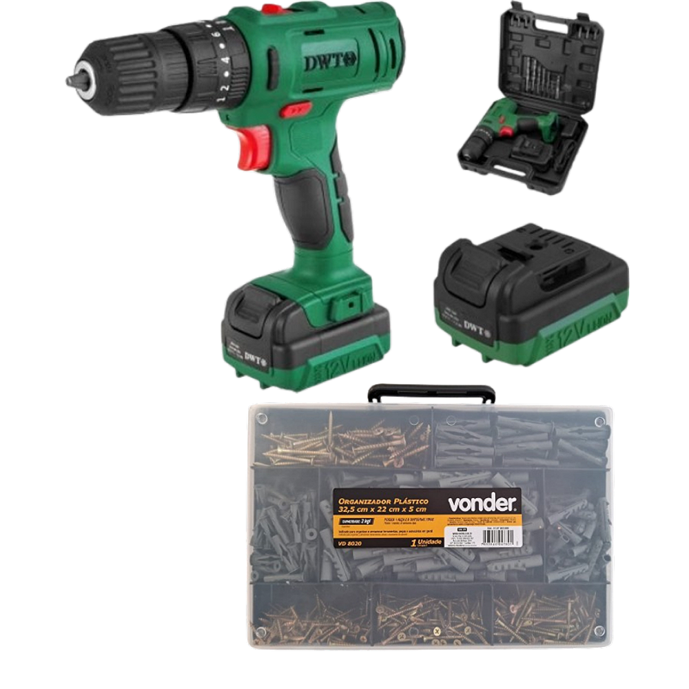 Parafusadeira bateria PFD 120I DWT + Kit Parafuso 700 pçs