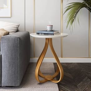 Mesa de Apoio Lateral 50cm X 50cm X 70cm Rubi Off White/Mel
