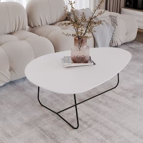 Mesa de Centro Trude Organica 35cm X 90cm X 60cm Branco/Preto