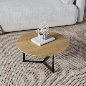 Mesa de Centro Trento Redonda 30cm X 67cm X 67cm Natural Tawary/Preto