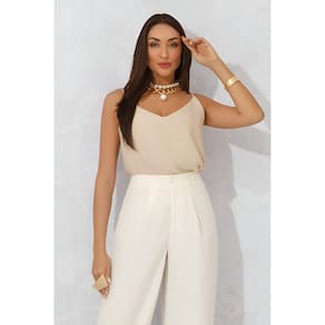 Blusa Feminina Alça Viscose Rajada Decote V