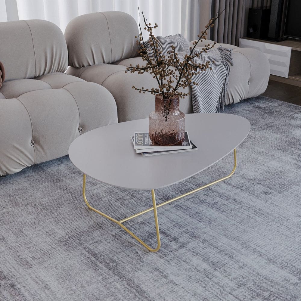 Mesa de Centro Trude Organica 35cm X 90cm X 60cm FENDY / DOURADO