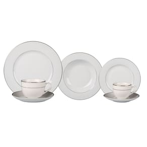 Aparelho de jantar com 42 Peças de Porcelana Majesty Silver - L`Hermitage