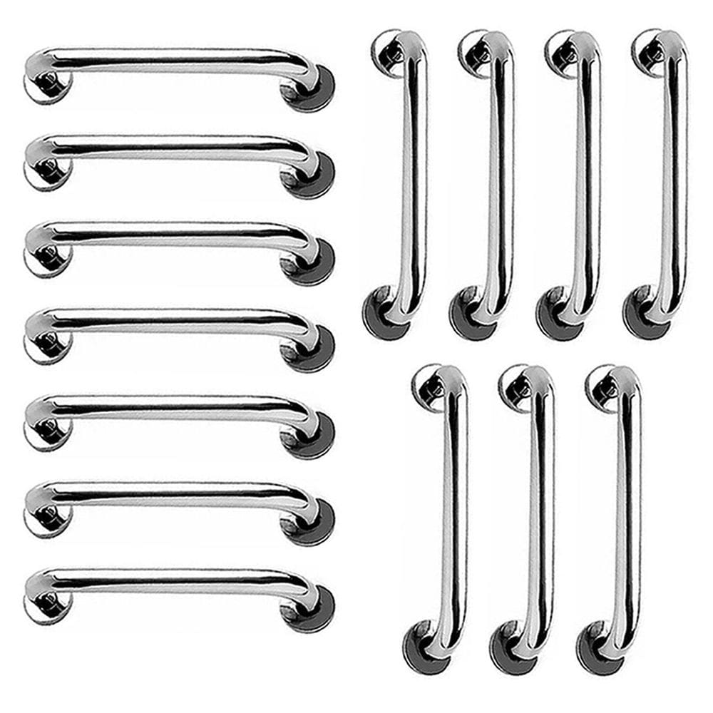 Barra de Apoio Barra 40cm Inox Kit 14 Unidades Idoso Cadeirante Deficiente Banheiro Box Suporte Escada Corrimao Segurança Resistente Acessibilidade