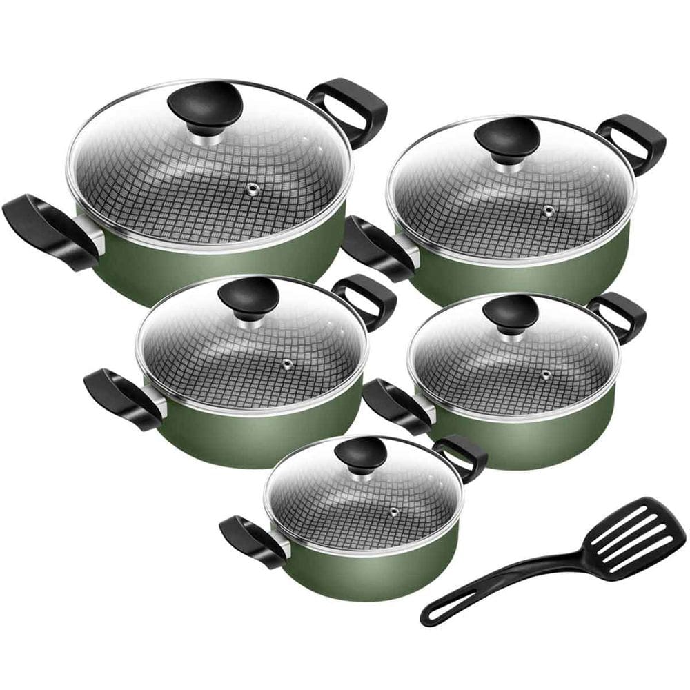 Conjunto De Panelas Antiaderente Verde Spesso Caçarola 5 Peças Patolux