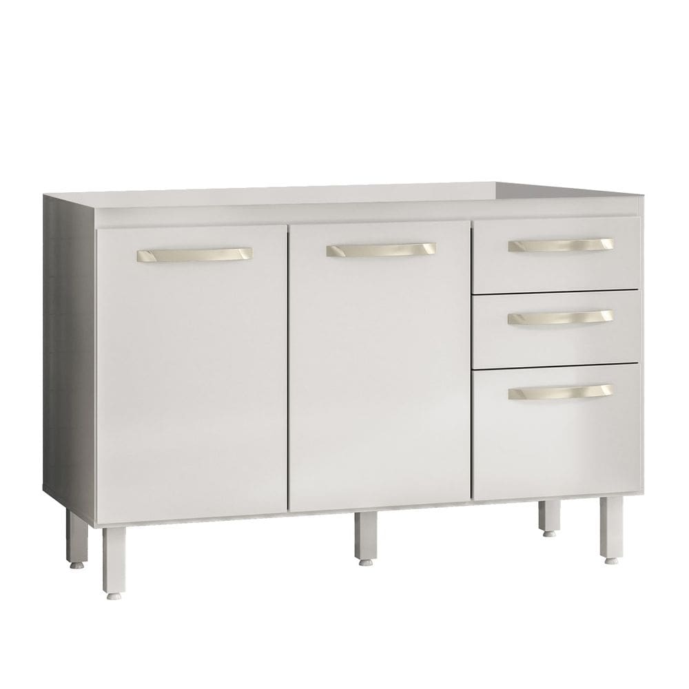 Balcão Para Pia 120cm Sem Tampo Nicy N03 Branco - Mpozenato