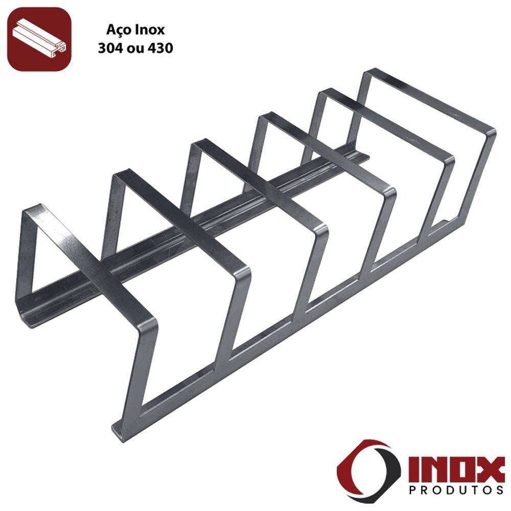 Suporte Inox Para Bandejas De Frios - Modelo 02 - Inox 430 - 31X12x7 Cm