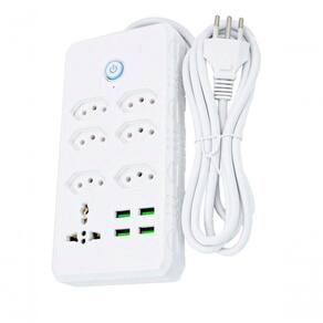 Filtro De Linha Régua Extensão Com 4 Tomadas 4 Usb Com Controle De Ligar E Desligar 2m 110-220