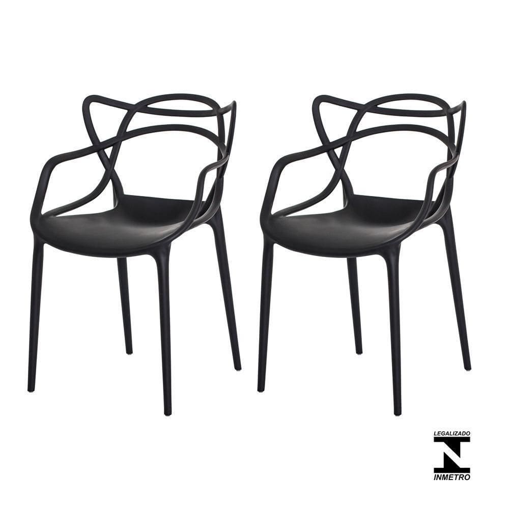 Kit 2 Cadeiras Allegra Preta Sala Cozinha Jantar