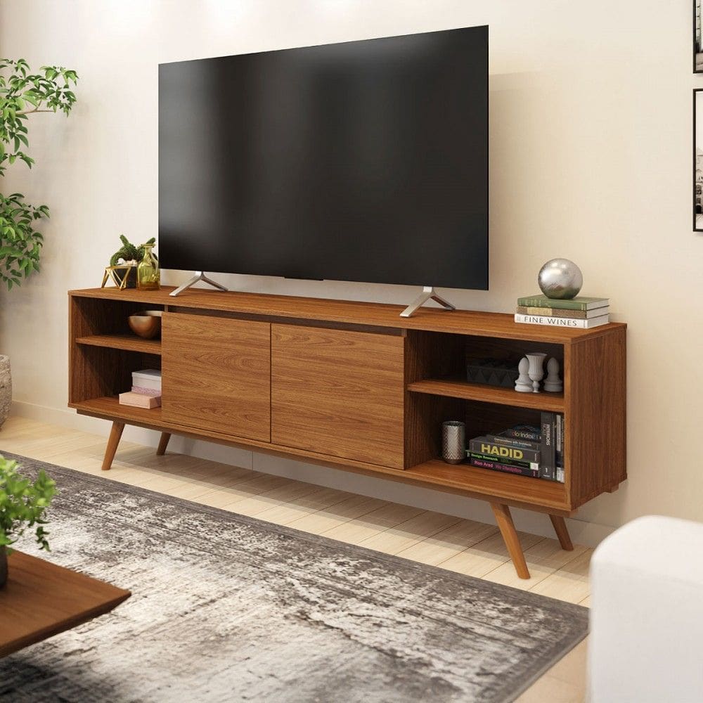 Rack para TV Até 75 Polegadas Colombia 2 Porta Jatoba - Pnr Móveis