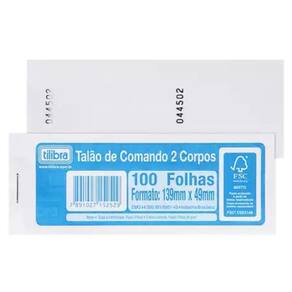 20 Unidades Talão De Comando 2 Corpos 100 Folhas Tilibra - 20un