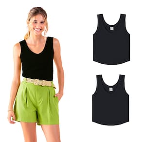 Kit 2 Regatas Feminina Viscoplus Canelada