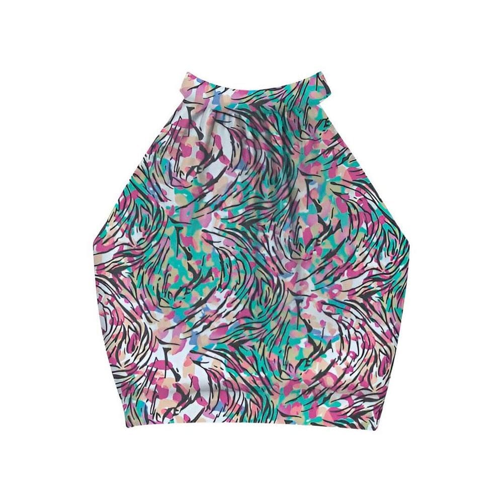 Blusa Feminina Cavada Cropped Tule Estampada