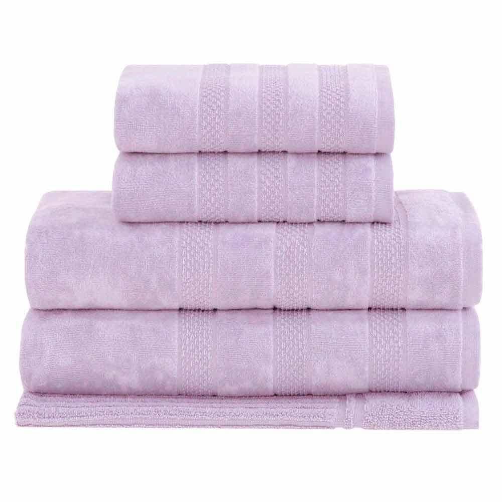 Jogo de Toalhas Hannah Intense Air de Banho com 05 Peças Branco e Rosa - Buddemeyer