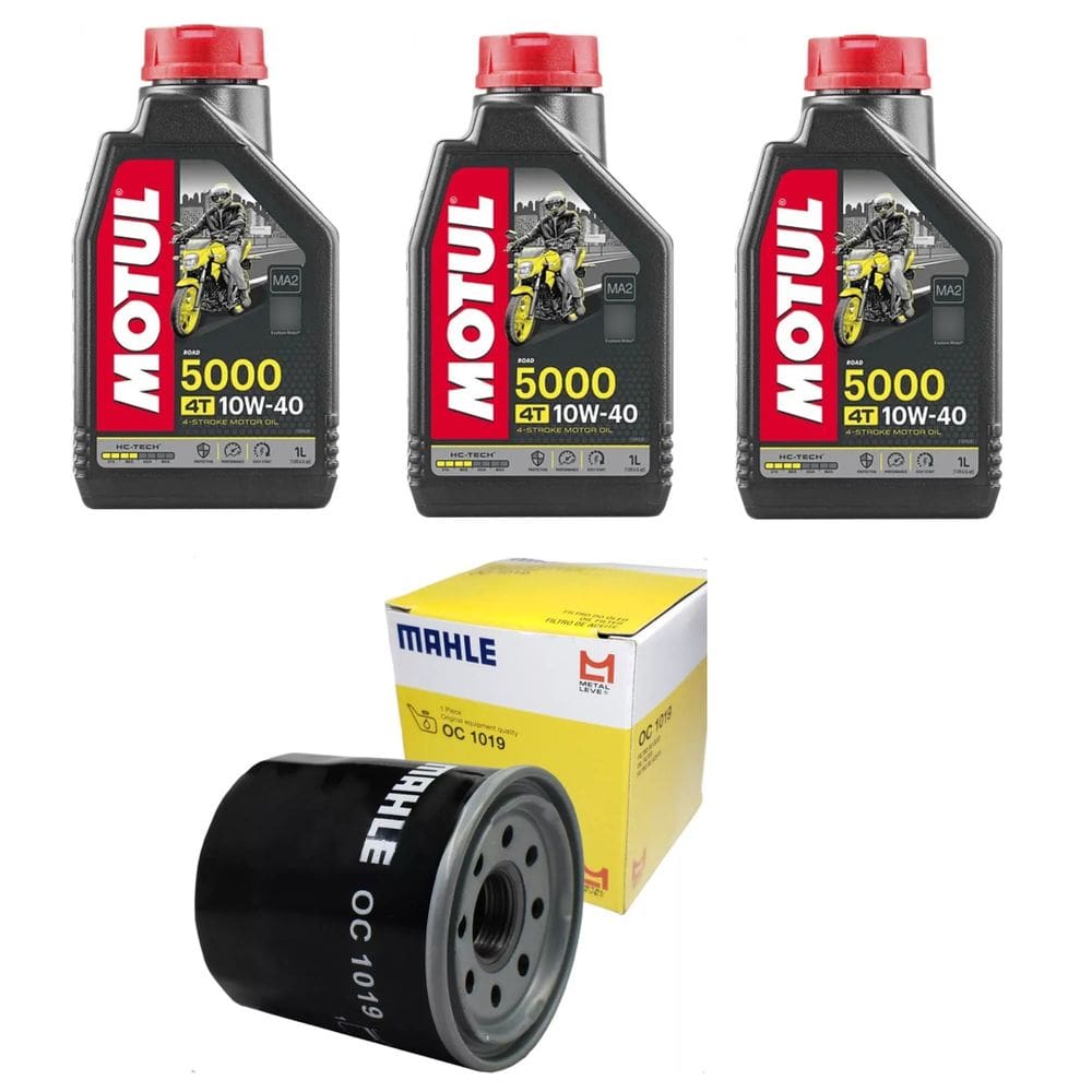 KIT TROCA ÓLEo XJ6 3 MOTUL 5000 JASO MA2 10W-40 4T 1L semissintético + 1 FILTRO MAHLE