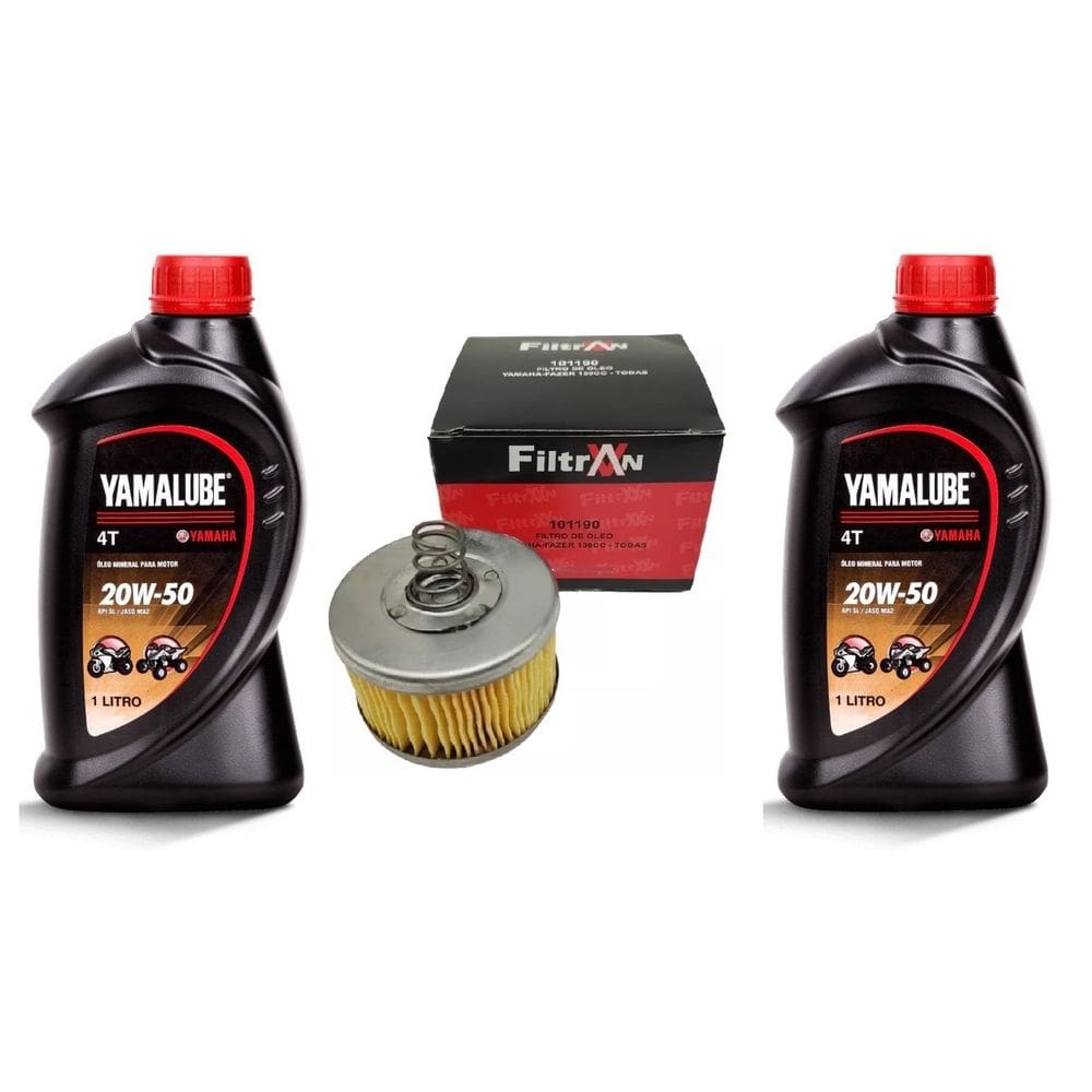 Kit Troca De Óleo 2X Yamalube 4T 20W-50 Mineral Api Sl + 1 Filtro Filtran Crosser 150 Fazer 150 Factor 150-125