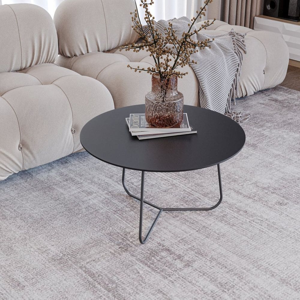 Mesa de Centro Trude Redonda 30cm X 67cm X 67cm Preto