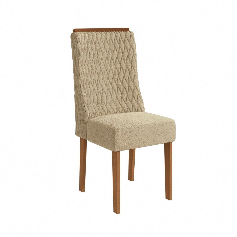 Conjunto 2 Cadeiras para Sala de Jantar Cad158 Canela/Bege