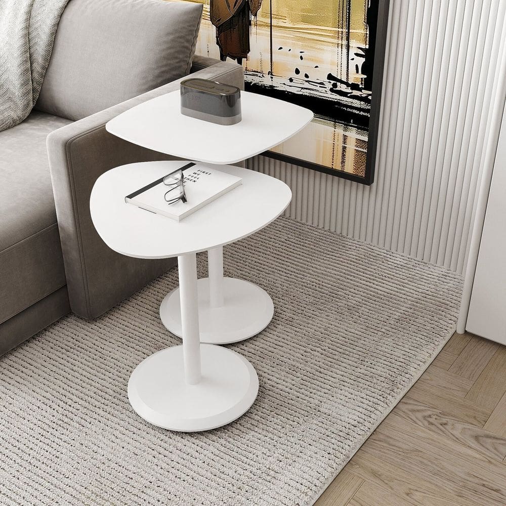 Conjunto Mesa de Canto Keva 40x40x53cm Branco