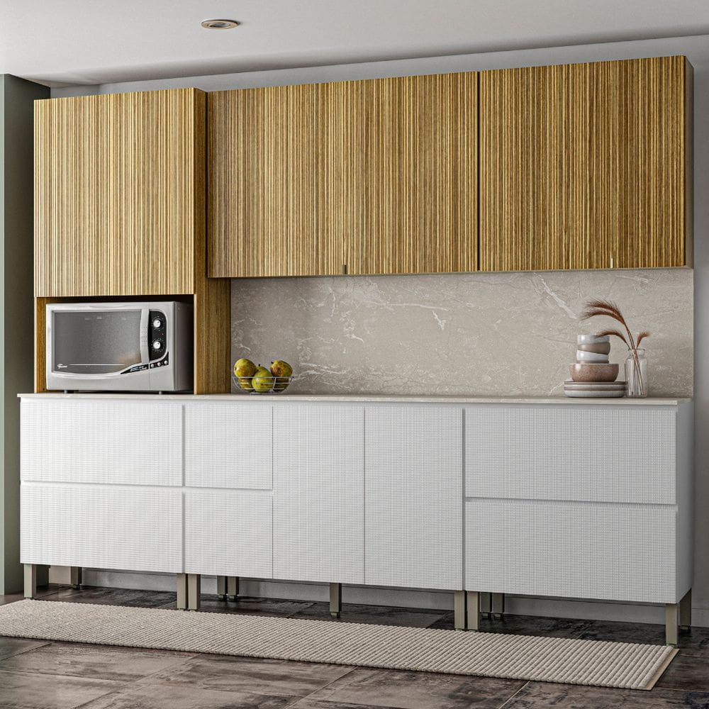 Armários para Cozinha com Balcão com Tampo Art - 7 Pçs Freijó/Artico