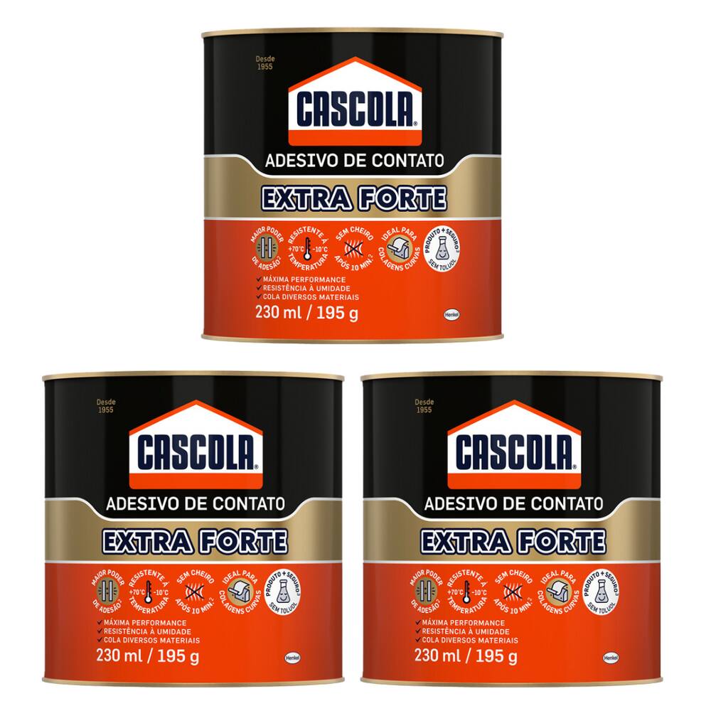 Kit Com 3 Unidades Adesivo de Contato Cascola  195 Gramas Extra Sem Toluol - 2246455