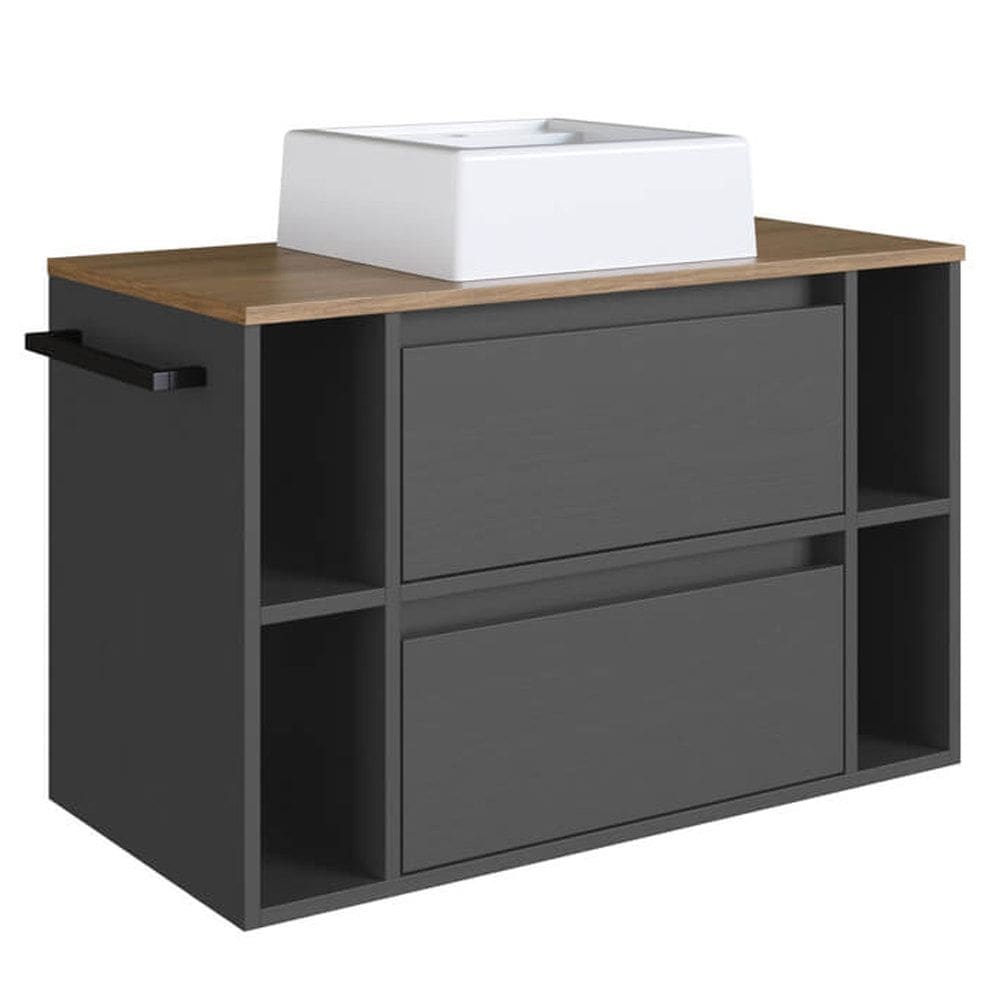 Gabinete Para Banheiro Com Cuba 01 Porta 80cm Mell Grafite PRODDY