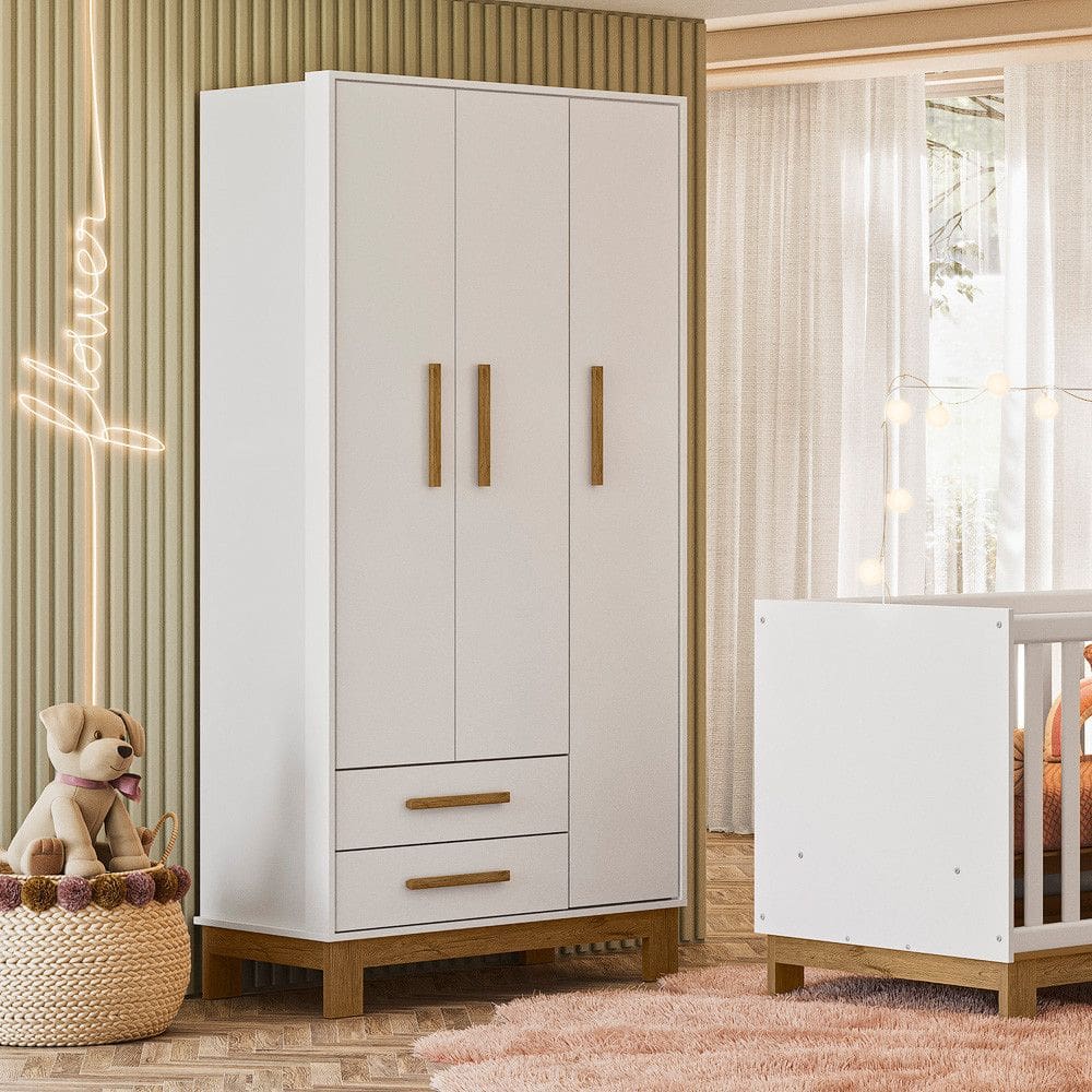 Guarda-Roupa 3 Portas e 2 Gavetas