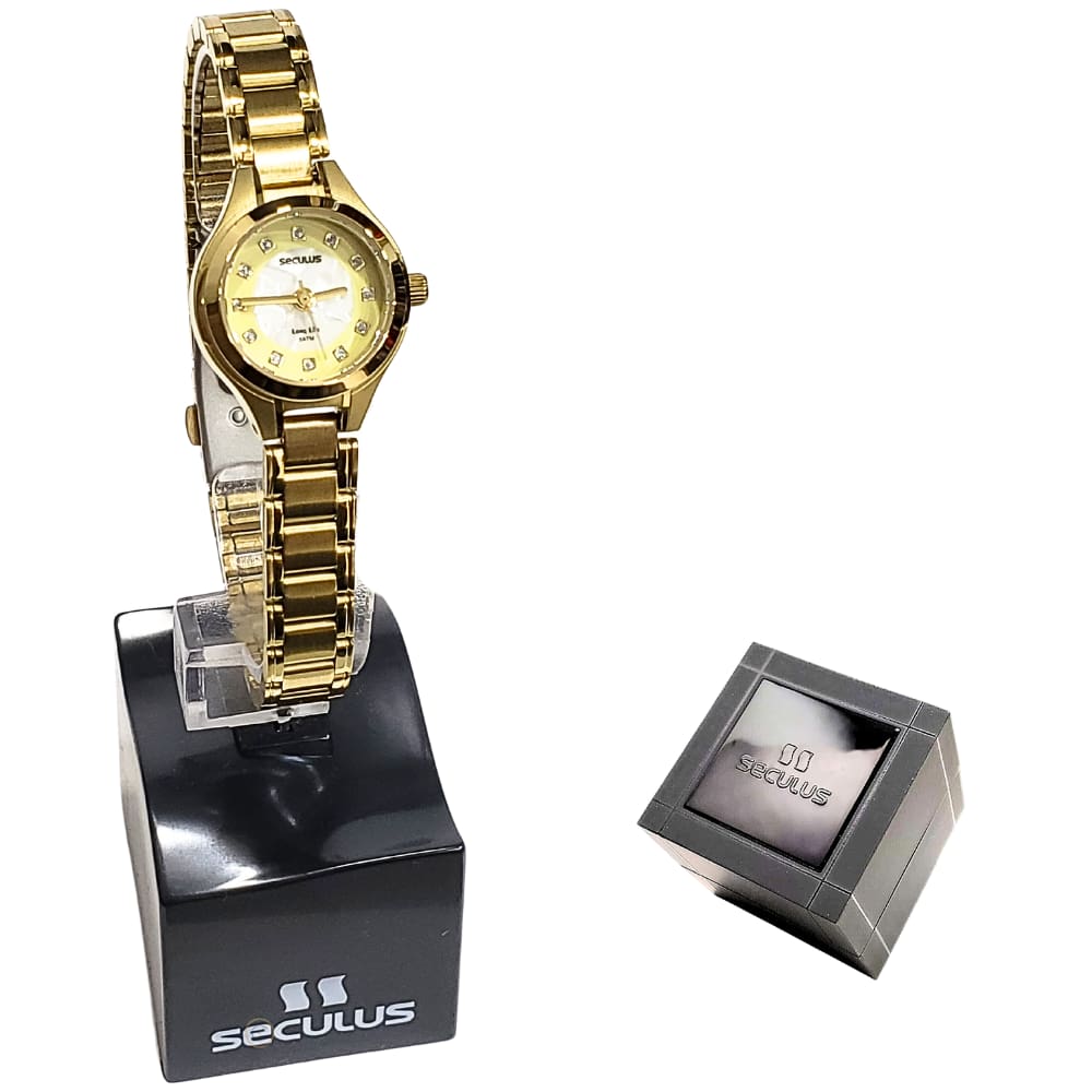 Relógio Seculus Feminino Analógico Dourado Madrepérola Mini 44049LPSVDA1