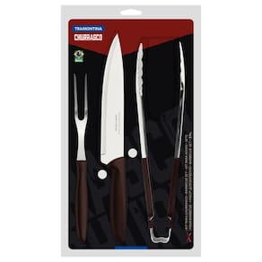 Kit para Churrasco Tramontina Plenus com Lâminas em Aço Inox 3 Peças