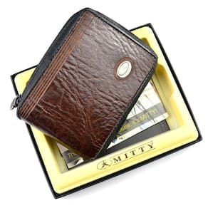 Carteira Mitty Em Couro Com Ziper  Café  - M1Z